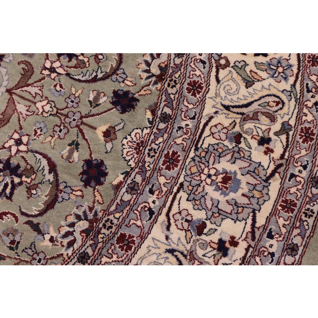 1990s Shabby Chic 1990's Pak-Persian Green/Beige Wool Round Rug- 6'1'' X 6'1'' For Sale - Image 5 of 9