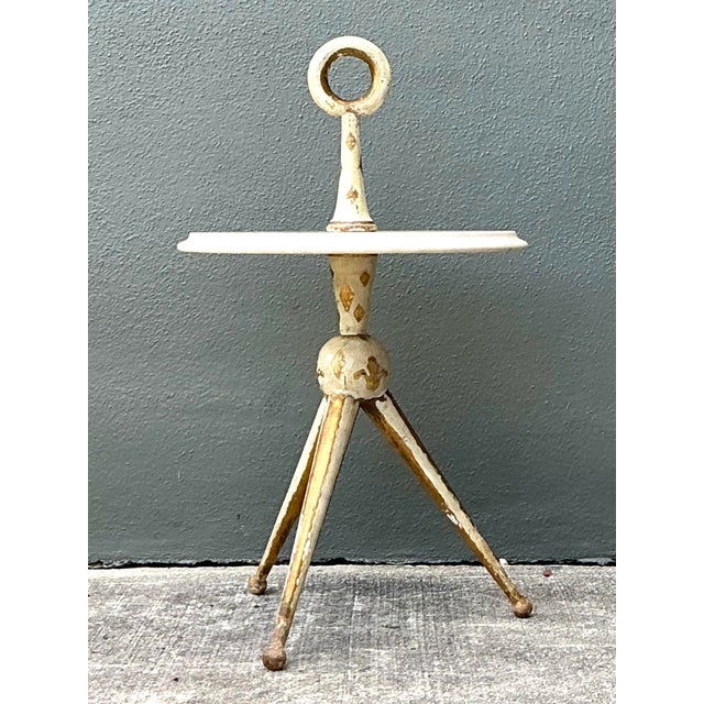 Hollywood Regency Vintage 1940s Italian Gilt Tipped Side Table For Sale - Image 3 of 12