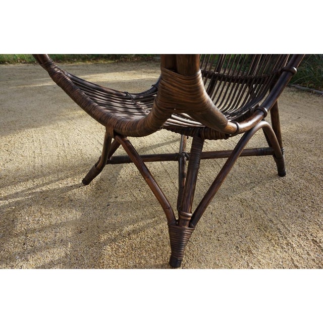 Bamboo and Leather Sculptural Fan Back Lounge Chair, 1960s For Sale - Image 15 of 18