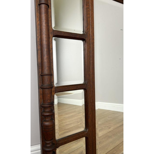 Antique French Oak Wall Mirrorin Bevelled Glass Wall Frame For Sale - Image 4 of 14