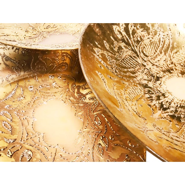 Dorothy Thorpe Vintage Textured Gold Glass Dishes - Set of 3 For Sale - Image 4 of 5