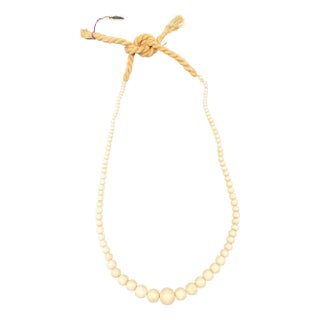 1950s Hand Shapped Angel Skin Coral Beaded Rope Tie Necklace For Sale
