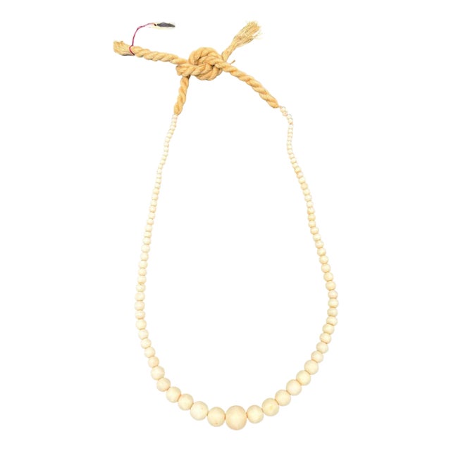 1950s Hand Shapped Angel Skin Coral Beaded Rope Tie Necklace For Sale