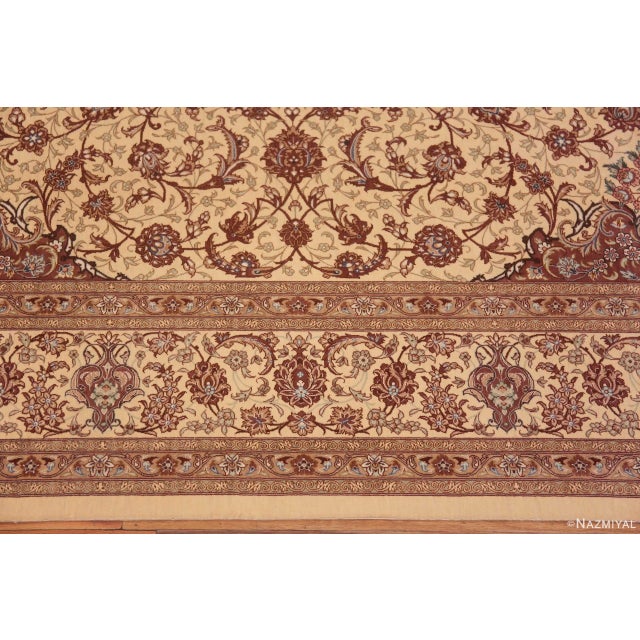 Brown Nazmiyal Collection Floral Vintage Silk Persian Qum Medallion Rug For Sale - Image 8 of 8