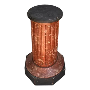 Antique Trompe l'Oeil Faux Marble Pedestal