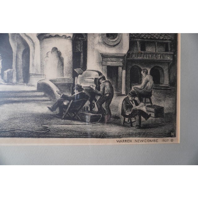 Art Deco Warren Newcombe, B&w Lithograph c.1937, Backset of Hollywood Shoot, Framed For Sale - Image 3 of 8