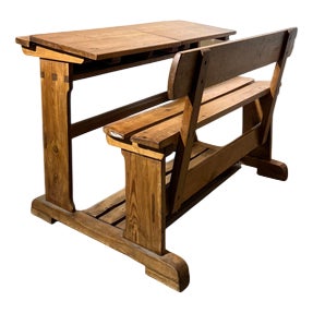 Vintage School Desk with Bench For Sale