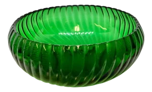 1950s Swirling Green Glass Serving Bowl