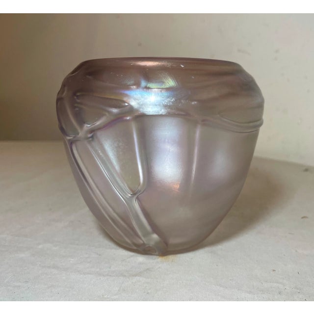 Mid-Century Modern Original 1996 Hand Blown Aurene Iridescent Peet Robinson Studio Art Glass Vase For Sale - Image 3 of 14