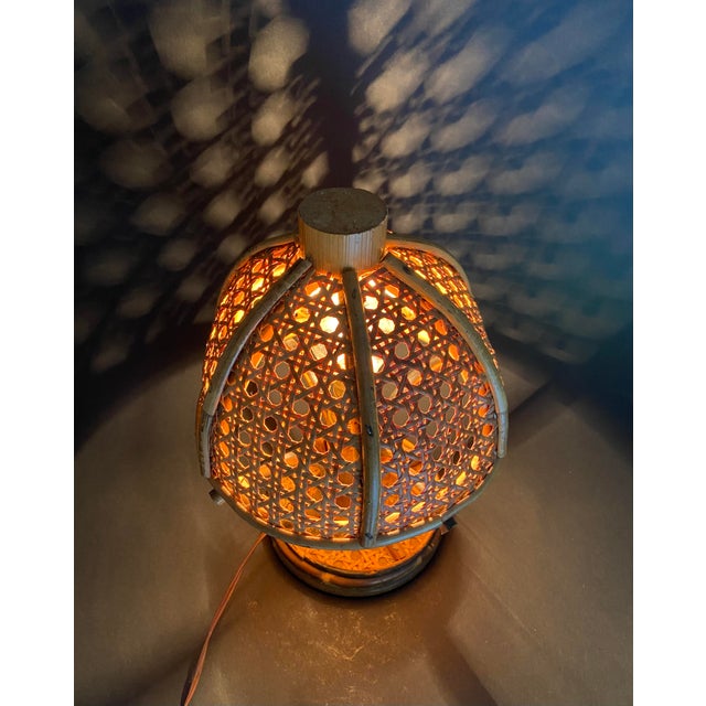 Mid-Century Modern Vintage Sculptural Bamboo Table Lamp by Louis Sognot, France, 1960s For Sale - Image 3 of 9