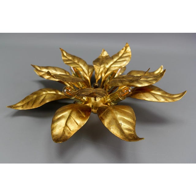 Gilt Metal Flower Shaped Four-Light Wall or Ceiling Lamp by Hans Kögl, 1970s For Sale - Image 18 of 18