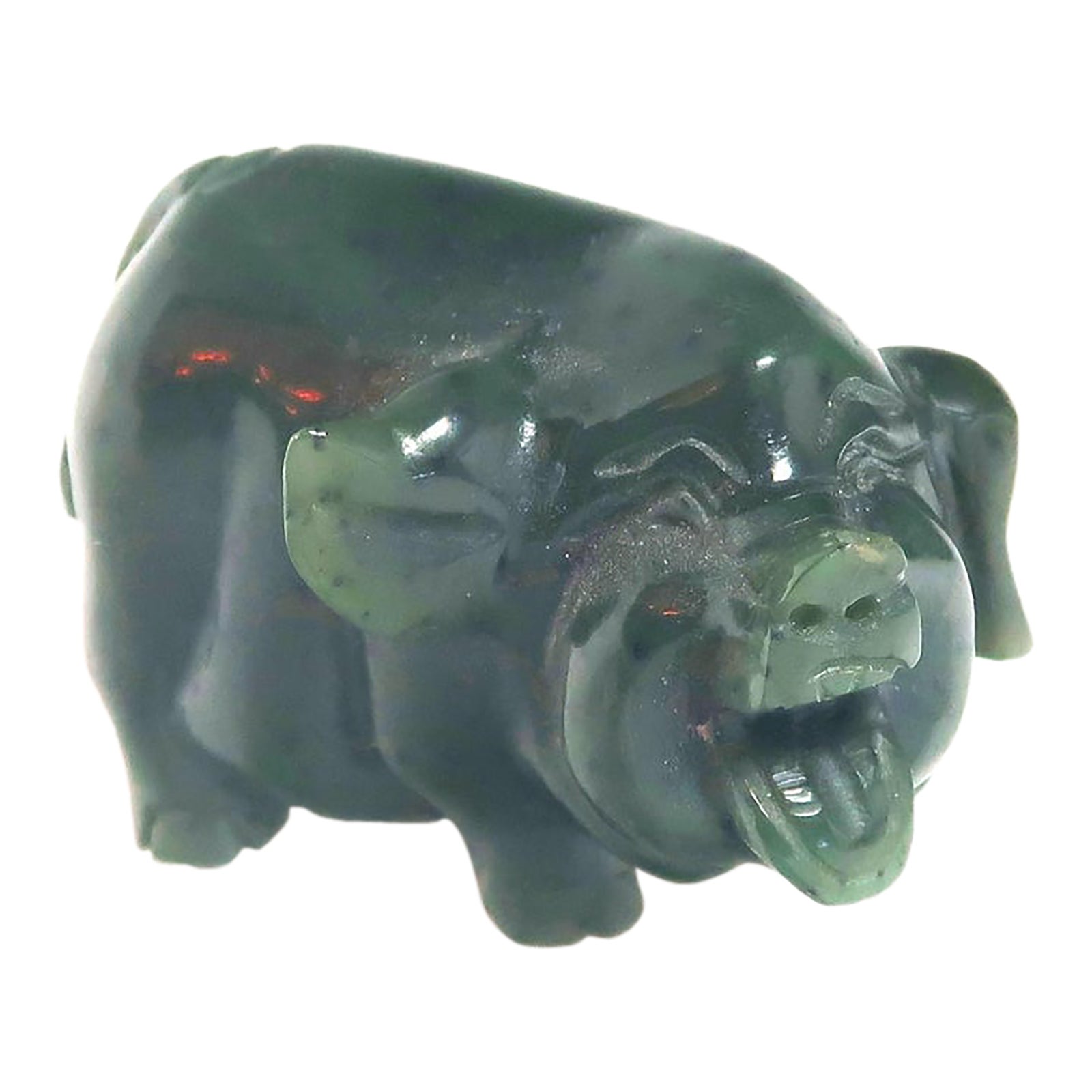 Late 20th Century Miniature Hand-Carved Piglet of Nephrite Jade | Chairish