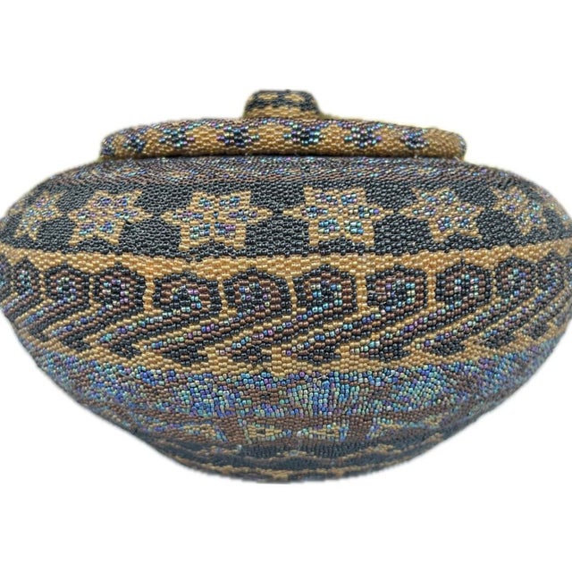 Vintage Beaded Basket With Lid For Sale - Image 4 of 7