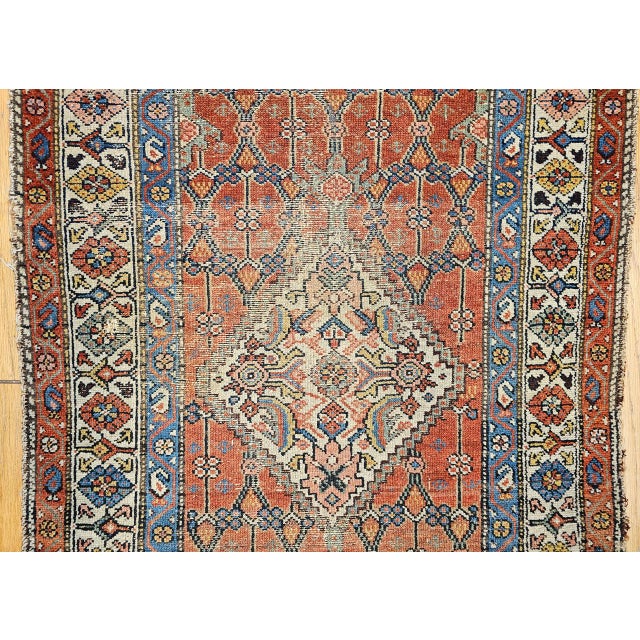 Textile Antique Malayer Runner Rug, Hand-Knotted Wool, Geometric Pattern, 3x16, Terracotta & Ivory For Sale - Image 7 of 18