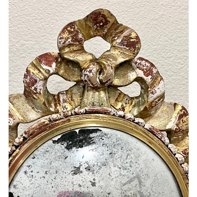 Antique French Gilt Wood Clock Case W/Mirrored Convex Glass For Sale - Image 4 of 16