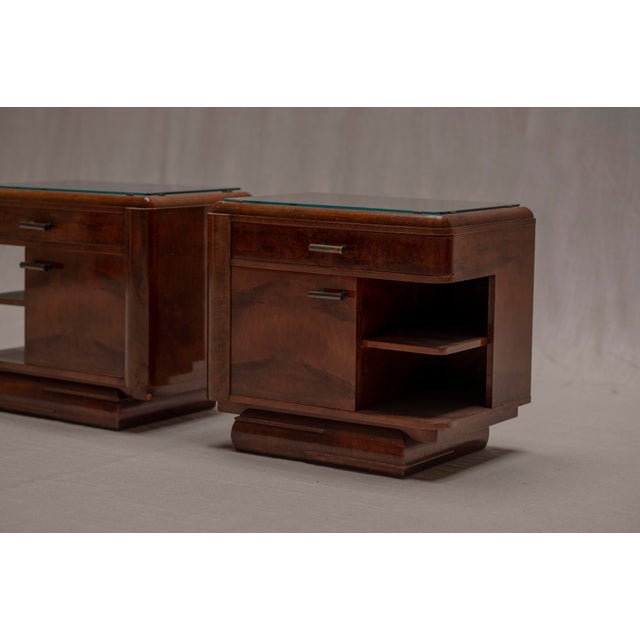 Wood Vintage Art Deco Burl Wood Side Tables, 1930s, Set of 2 For Sale - Image 7 of 14