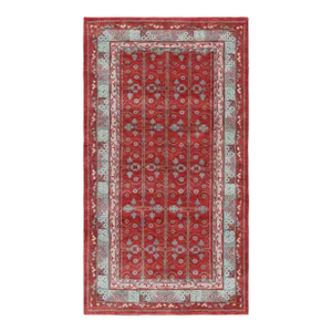 Rug & Kilim’s Khotan Style Rug in Red and Blue With Geometric Patterns