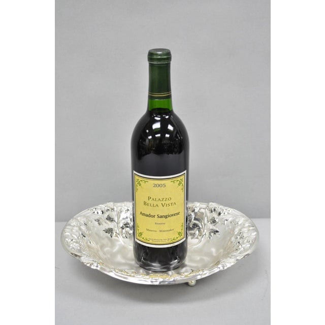 Vintage WMF Germany Ikora Silver Plated Brass Floral Repousse Nut Dish Bowl For Sale - Image 16 of 16