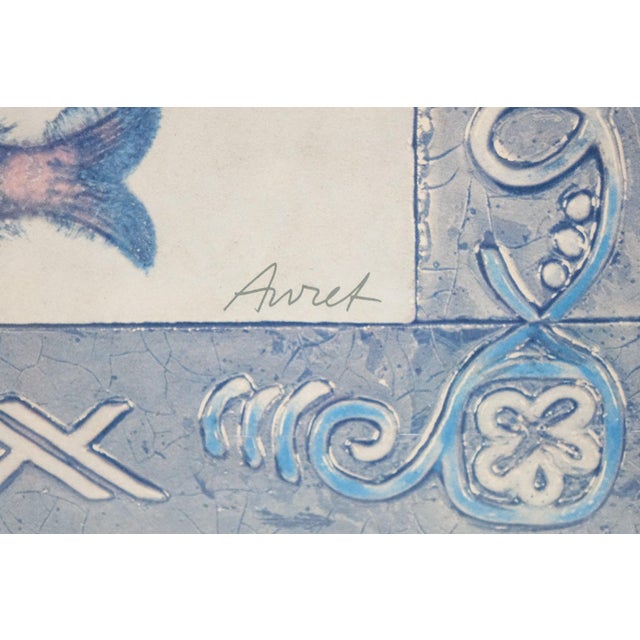 "Whispers of Peace" - Mid 20th Century Double Piece Very Large Print of Original Mixed Media Painting, Signed, Framed For Sale - Image 4 of 7