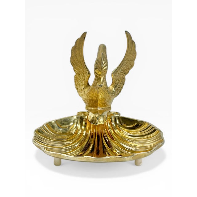 Rococo Pair of Vintage Brass Swan & Shell Soap Dishes in the Style of Sherle Wagner For Sale - Image 3 of 17