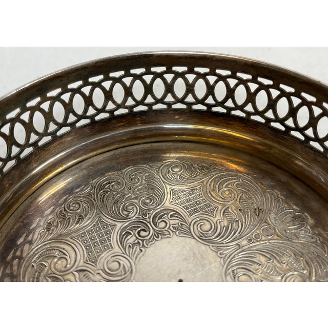 Metal Vintage Arthur Price Silver Plate Wine Coaster With Classic Intertwined Circles Pattern Made in England - Circa 1940 For Sale - Image 7 of 12