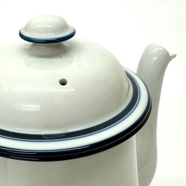 Late 20th Century Vintage Blue & White Ceramic Christianhavn Coffee Pot by Dansk Bistro For Sale - Image 5 of 9