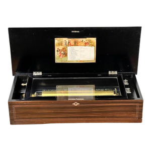Antique Swiss 12 Tune Music Box C. Late 19th Century