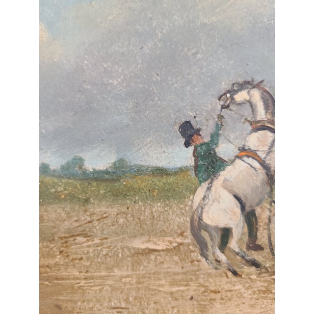 Late 19th Century Small Antique 19th Century English Oil Painting Equestrian Sporting Scene For Sale - Image 5 of 12