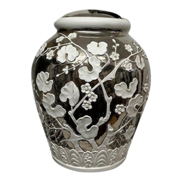 1980s Chinoiserie Mercury Glass Ginger Jar Lamp For Sale