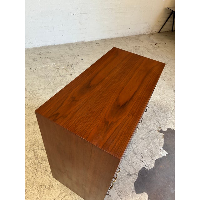 Brown Refinished Mid Century Modern Tall Dresser by American of Martinsville For Sale - Image 8 of 9