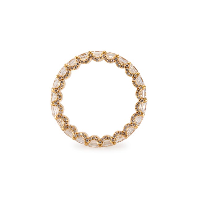 18k Yellow Gold Full Eternity 4.43ct. Asscher Cut Diamond Accented Wedding Band For Sale In Houston - Image 6 of 7