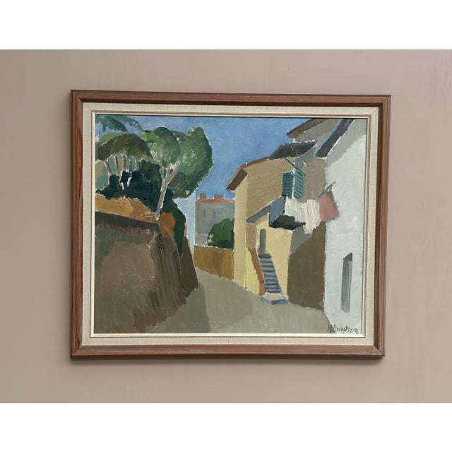 Mid-Century Modern Hilmer Bengtsson, Southern Village, 1960s, Oil on Canvas, Framed For Sale - Image 3 of 18