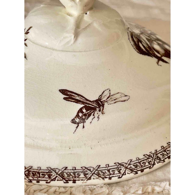 Antique Late 19th Century Terre de Fer Soup Tureen and Serving Plate with Fruit and Insect Decoration from Choisy Le Roi, Set of 2 For Sale - Image 17 of 18