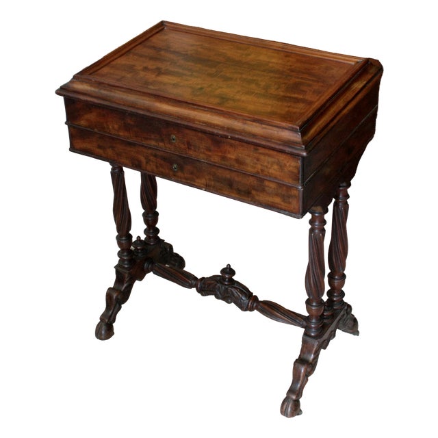 Vintage Classic French Mahogany Sewing Desk For Sale