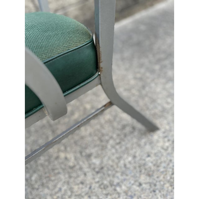 Green Vintage Industrial Metal Office Chair With Green Upholstery For Sale - Image 8 of 14