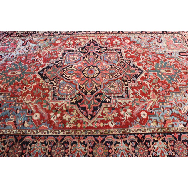 Red Antique Persian Heriz/Serapi Carpet, 8.3x11.7 For Sale - Image 8 of 11