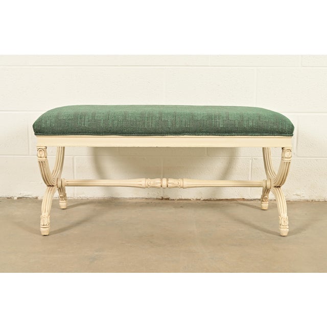 A gorgeous Neoclassical or Regency style window bench or end of bed bench In the manner of Baker Furniture USA, Circa...