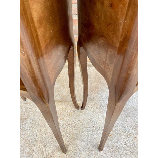 French Walnut Nightstands with Drawer & Open Shelf, 1950s, Set of 2 For Sale - Image 12 of 17