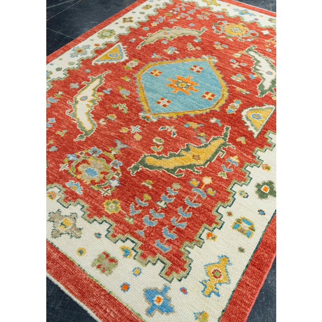 Turkish Turkish Oushak Rug 4'9" x 6'6" #19529 For Sale - Image 3 of 8