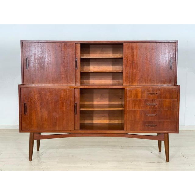 Vintage Danish Teak Highboard Cabinet For Sale - Image 6 of 12