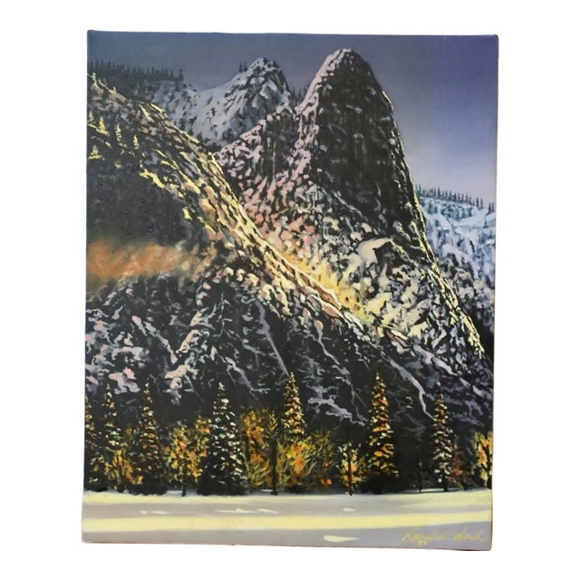 Nature Landscape Painting - Original Acrylic Art by Randell Seals 16x20 Inches, Scenic Decor Forest Wall Art 1998 For Sale