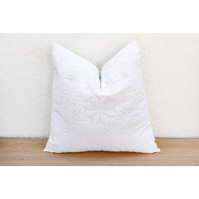 Indian White Ganges Applique Pillow Cover For Sale - Image 3 of 8
