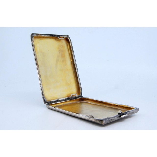 Silver Cigarette Case with Three Raised Stripes on the Lid For Sale - Image 6 of 11