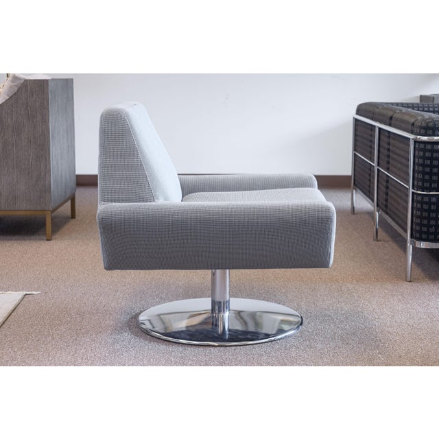 DellaRobbia Tech Contemporary Modern Chrome & Fabric Lounge Chair & Ottoman For Sale In Detroit - Image 6 of 11