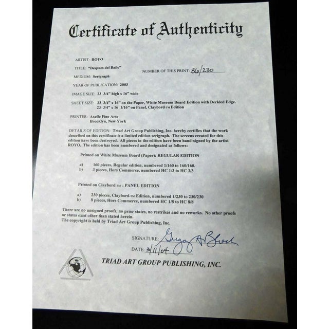 Impressionist Royo Despues Del Baile Hand Signed Art Serigraph on Panel Custom Framed For Sale - Image 3 of 5