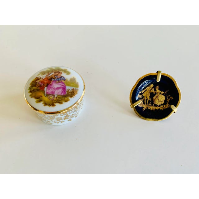 White Limoges - French Porcelain Trinket Box and Plate With Stand From the 1970s - a Pair For Sale - Image 8 of 8