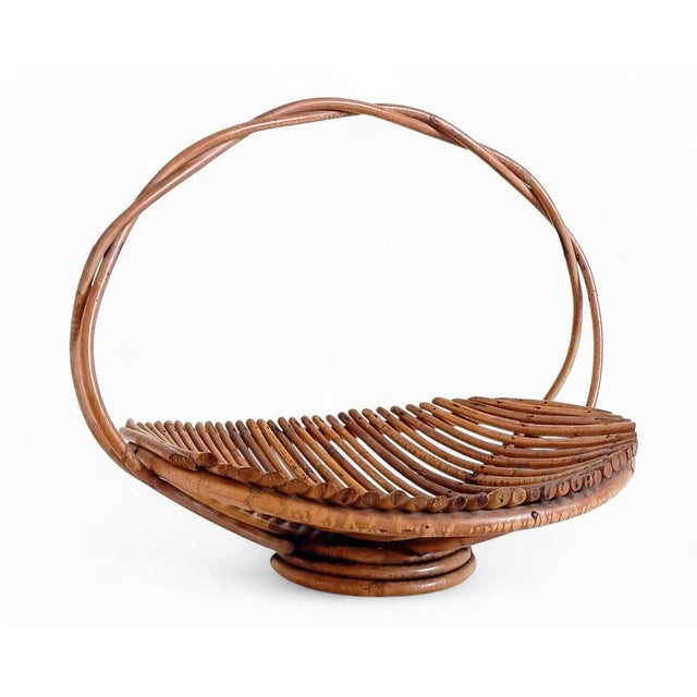Vintage Rattan Fruit Bowl Basket Centerpiece by Franco Albini, 1950s For Sale - Image 16 of 16