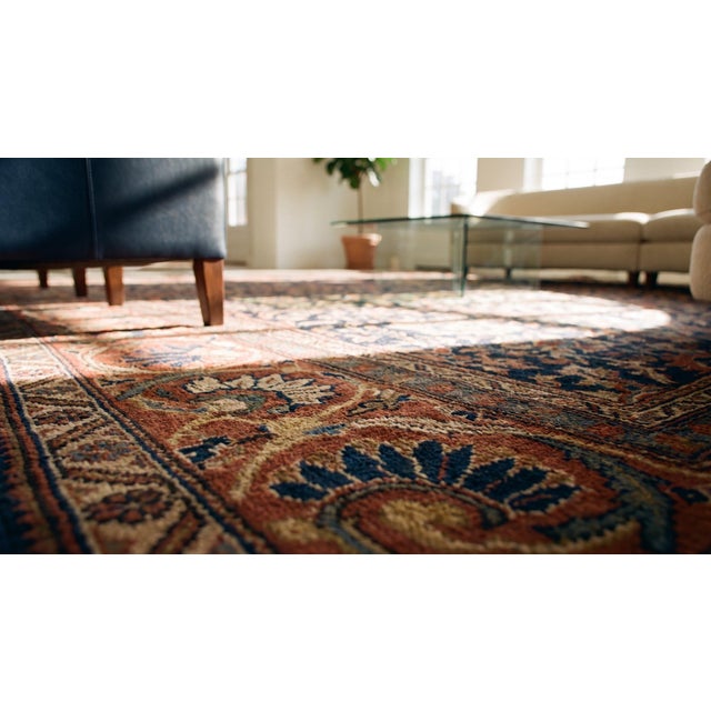 Peaceful Charcoal Background Color With Allover Rosettes Pattern Antique Sultanabad Persian Rug For Sale - Image 15 of 15