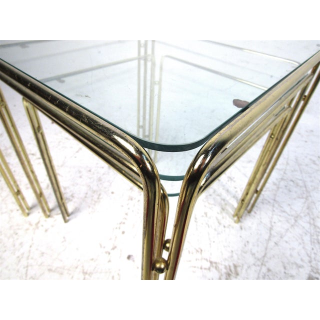 Mid 20th Century Brass Nesting Tables - 3 Pieces For Sale - Image 4 of 12