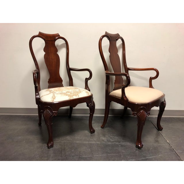 Solid Mahogany Queen Anne Dining Captain's Arm Chairs Pair Chairish